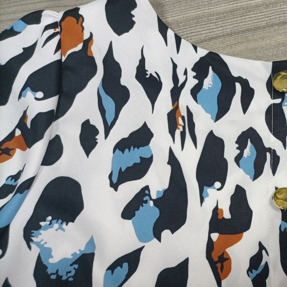 Leopard Print Crew Neck Casual Long Sleeve Blouse - Picture 3 of 6